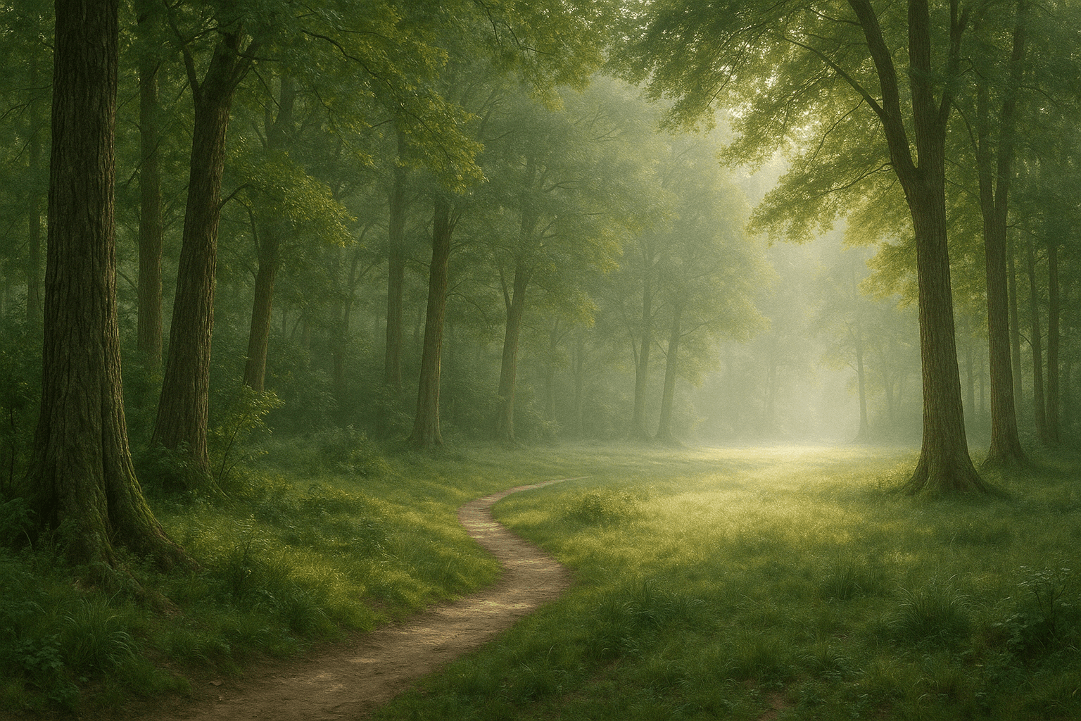 Tree-lined path through the woods at Echo Valley